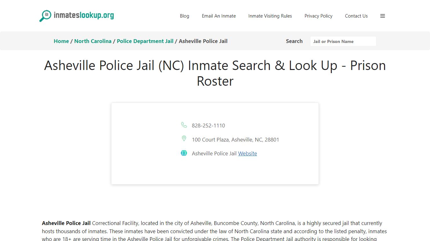 Asheville Police Jail (NC) Inmate Search & Look Up - Prison Roster